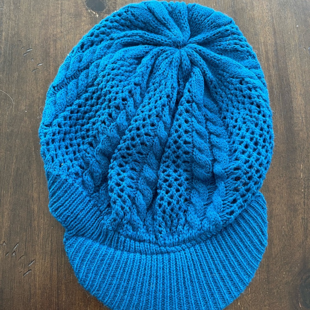 Vibrant Blue Knit Slouchy Beanie